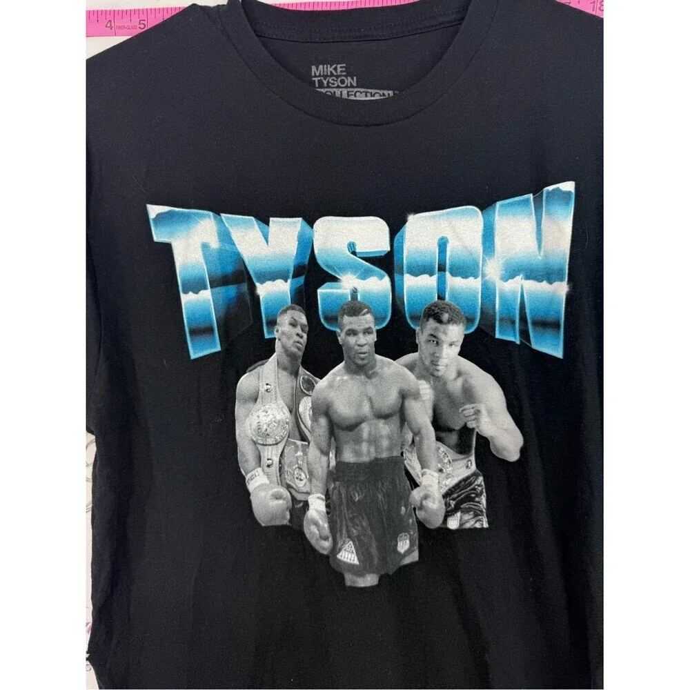 Mike Tyson tshirt boxing boxer Black Graphic Tee with Blue Logo